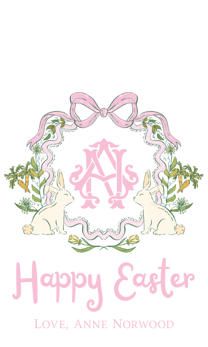 PINK + BLUE BUNNY CREST GIFT TAG