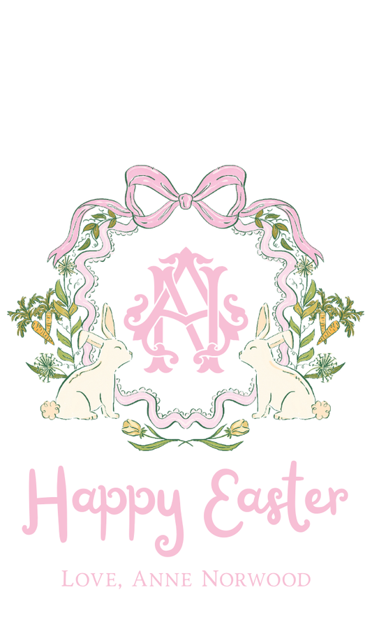 PINK + BLUE BUNNY CREST GIFT TAG