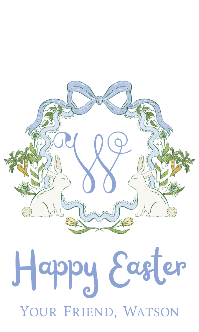 PINK + BLUE BUNNY CREST GIFT TAG