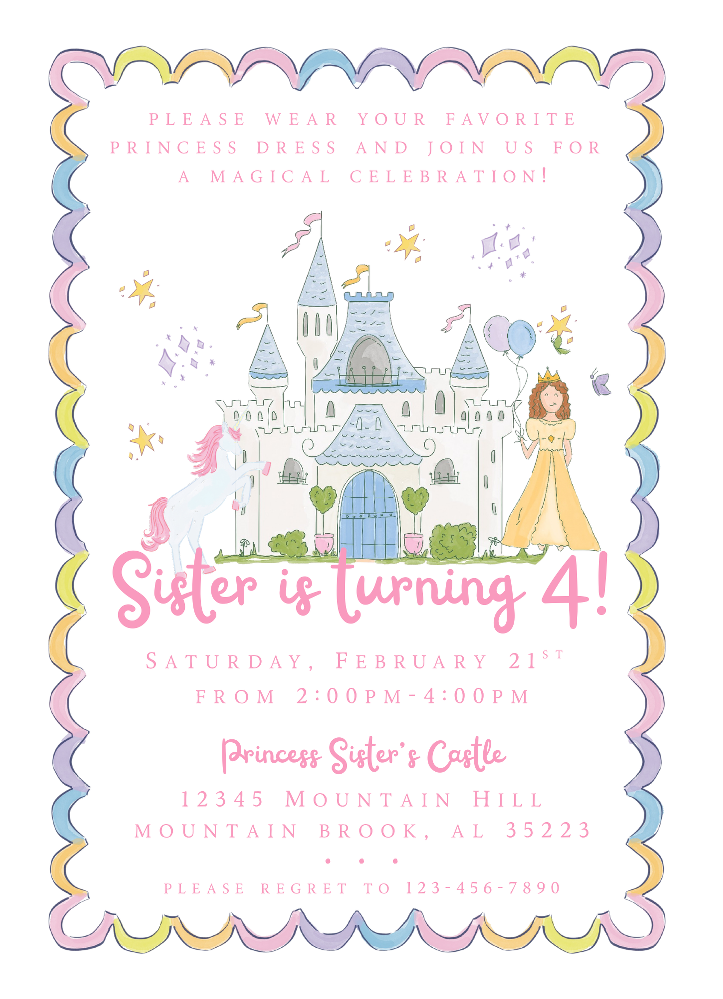 princess party invitation