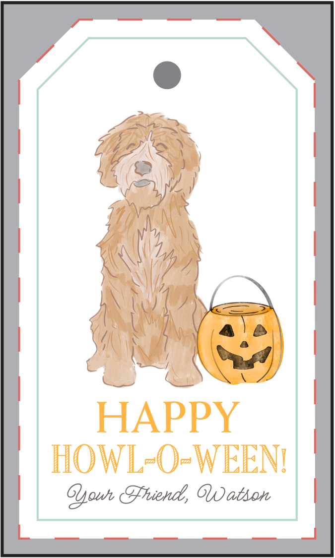 happy howl-o-ween halloween gift tag