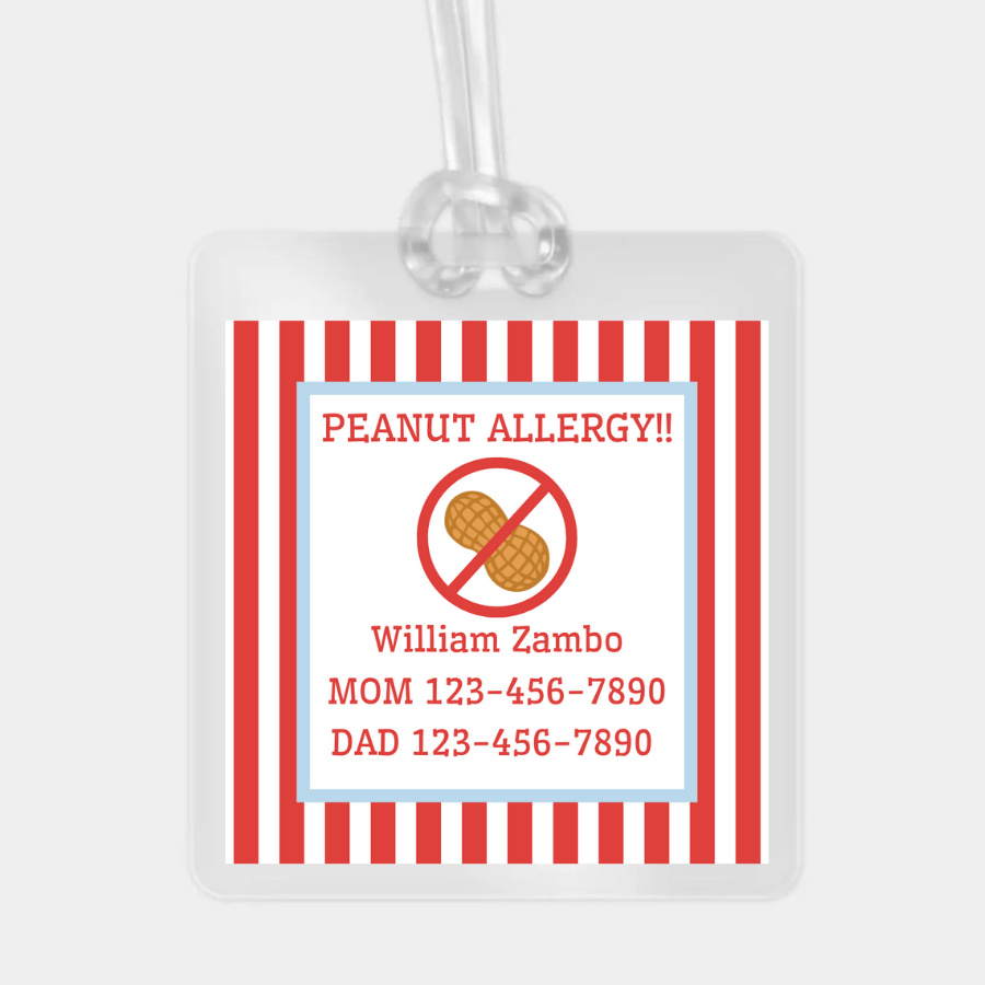 Allergy alert bag tag