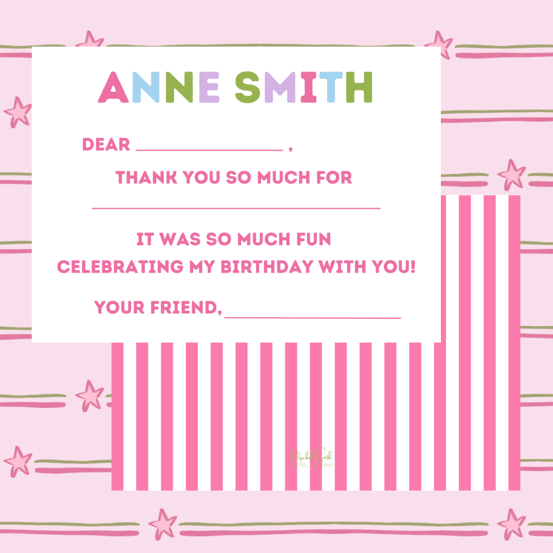 FILL IN THE BLANK PARTY THANK YOU CARDS