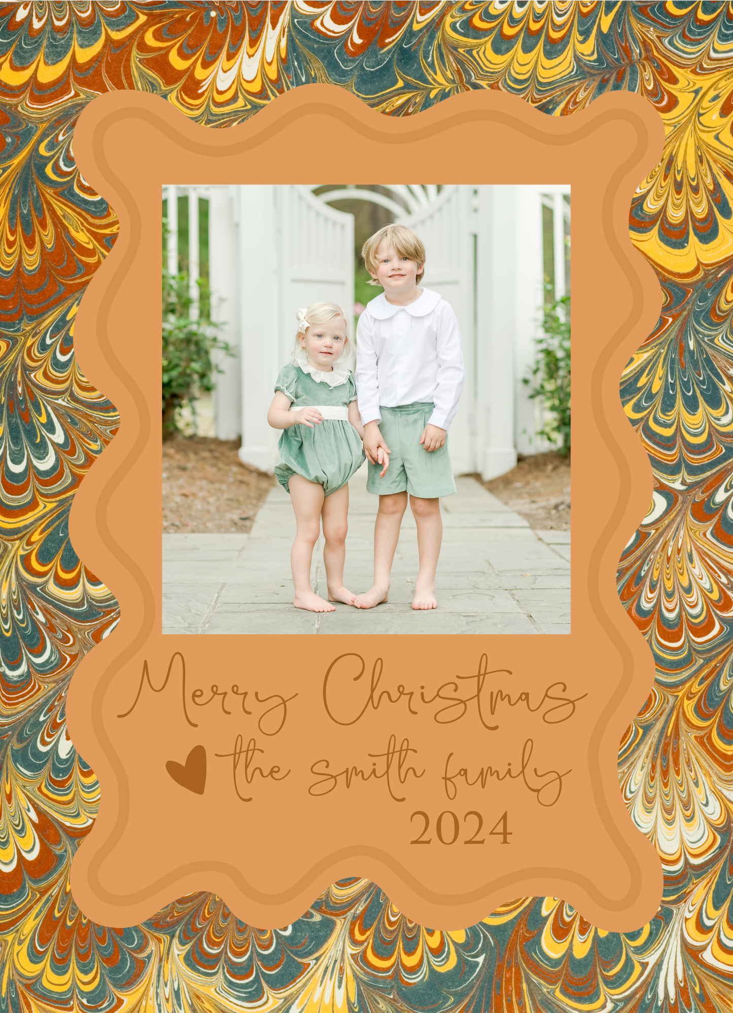 BROWN MARBLED CHRISTMAS CARD