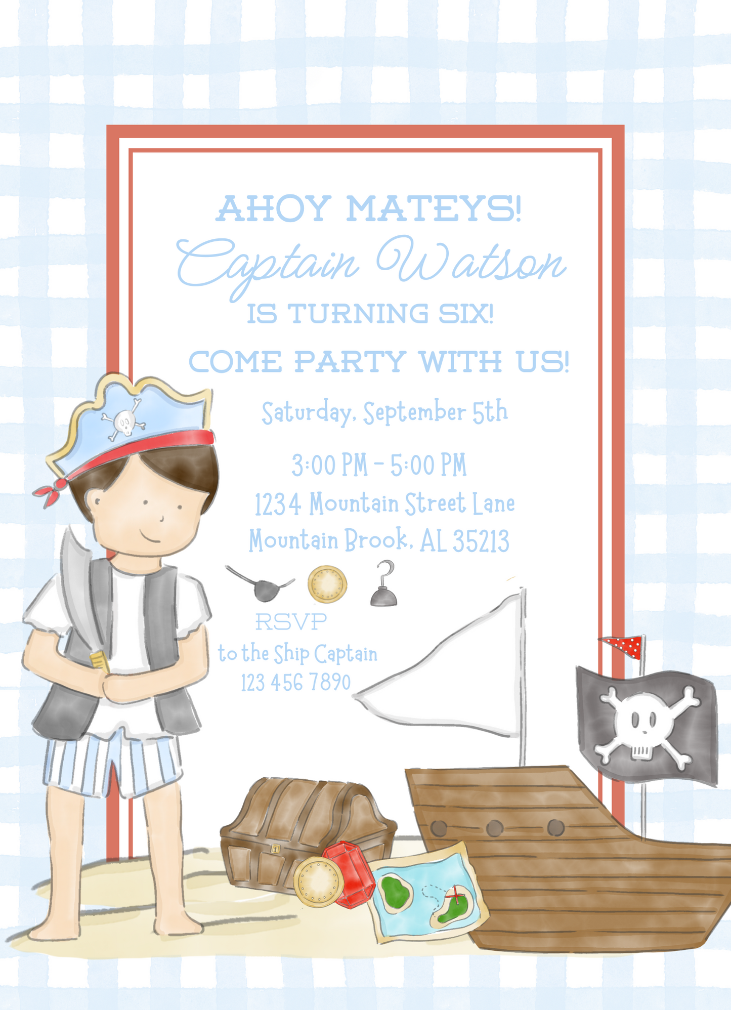 SWEET BOY PIRATE INVITATION