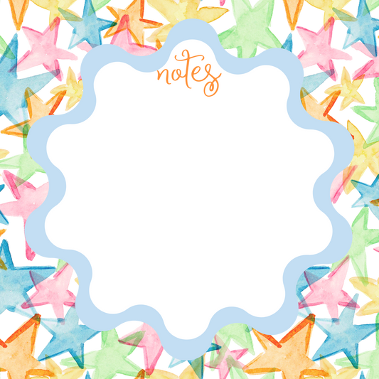 WATERCOLOR PARTY STARS + STRIPES NOTEPAD