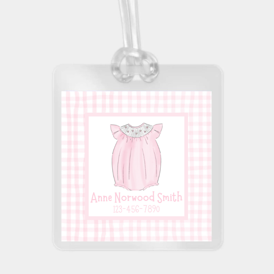 pink bubble bag tag