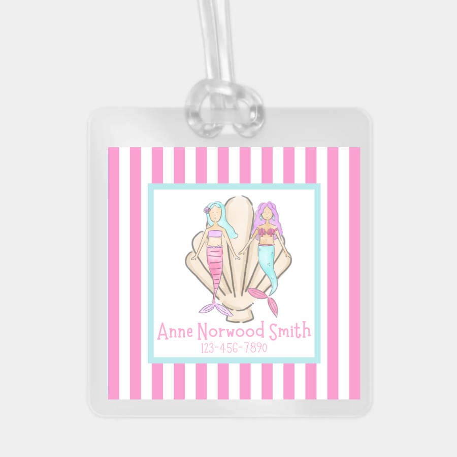 mermaid friends bag tag