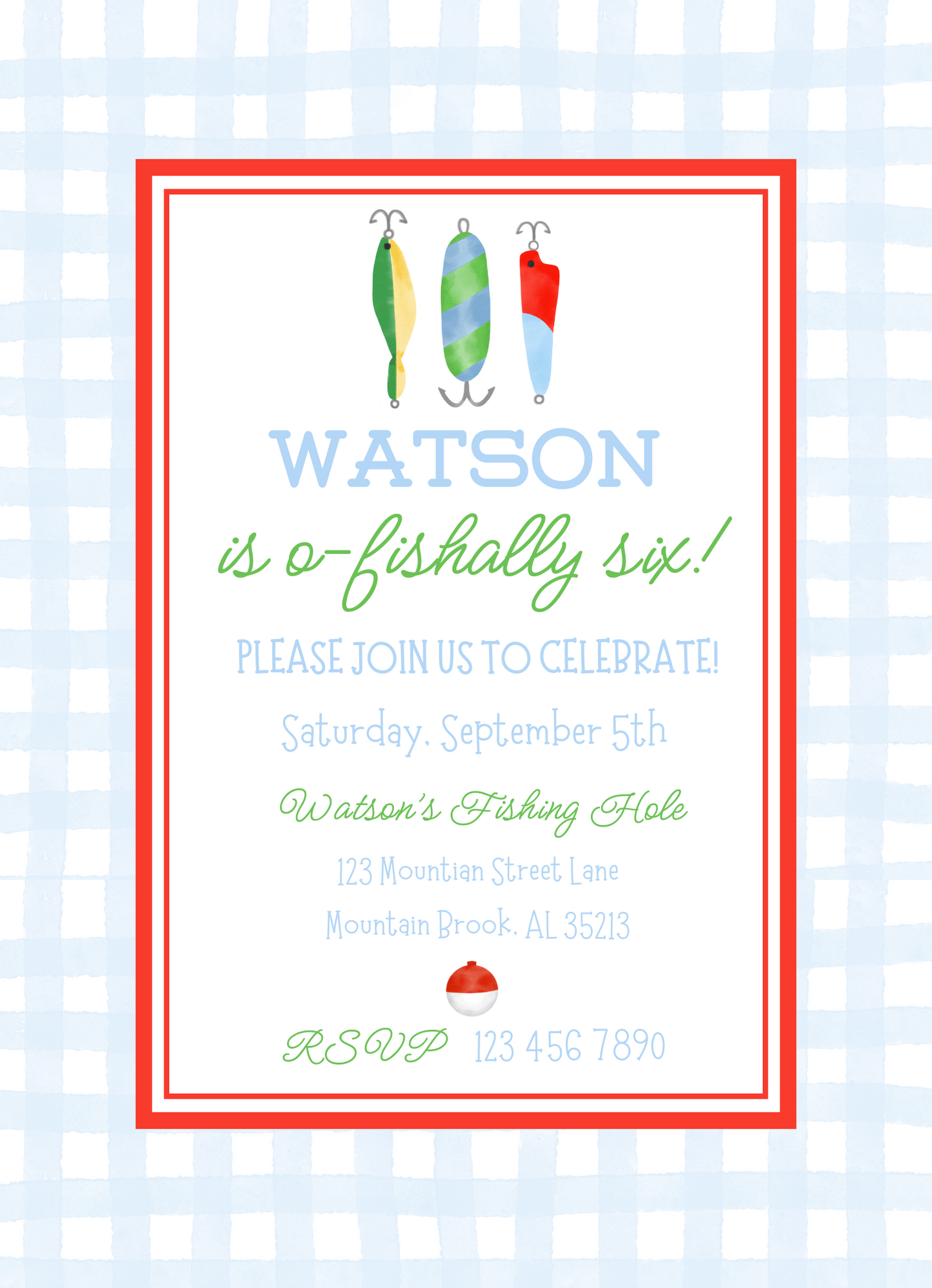 FISHING LURE BIRTHDAY INVITATION