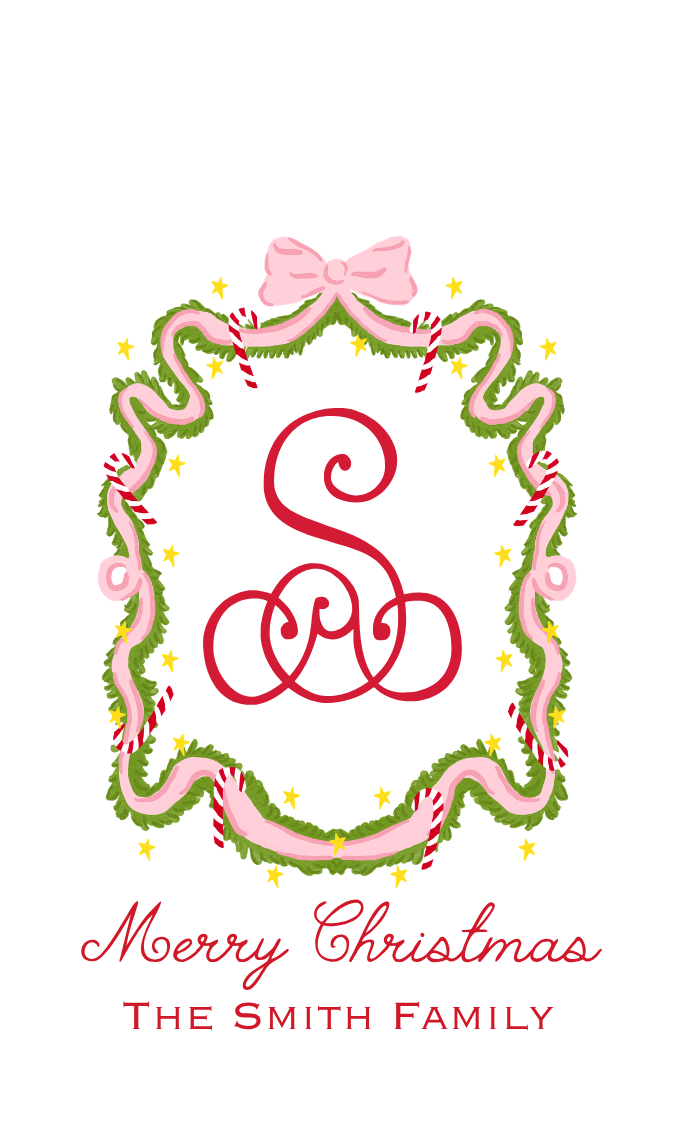 CUTE CANDY CANE CREST GIFT TAG