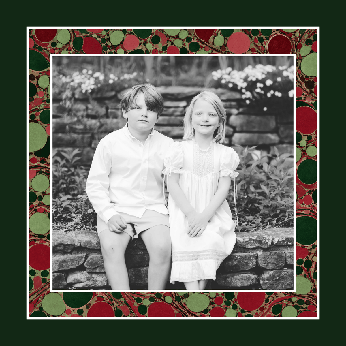 GREEN/RED MARBLE CHRISTMAS CARD