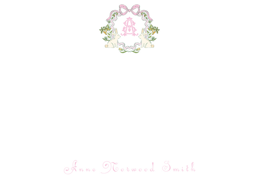sweet pink bunny stationery