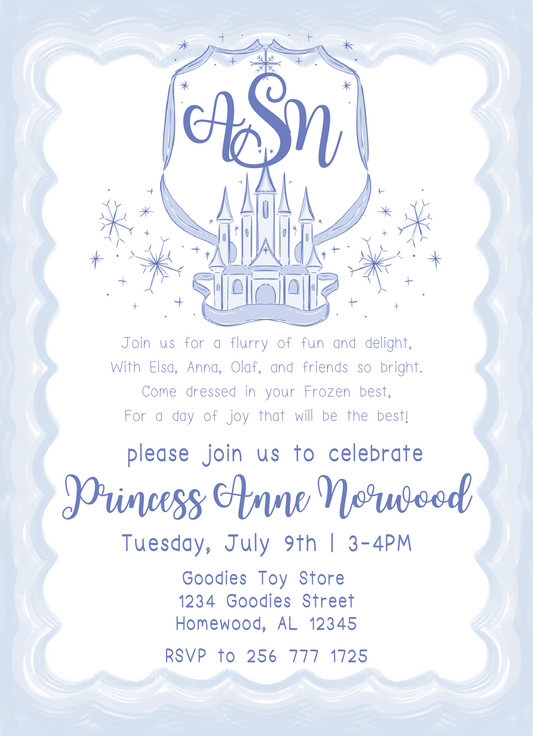 frozen princess castle invitation