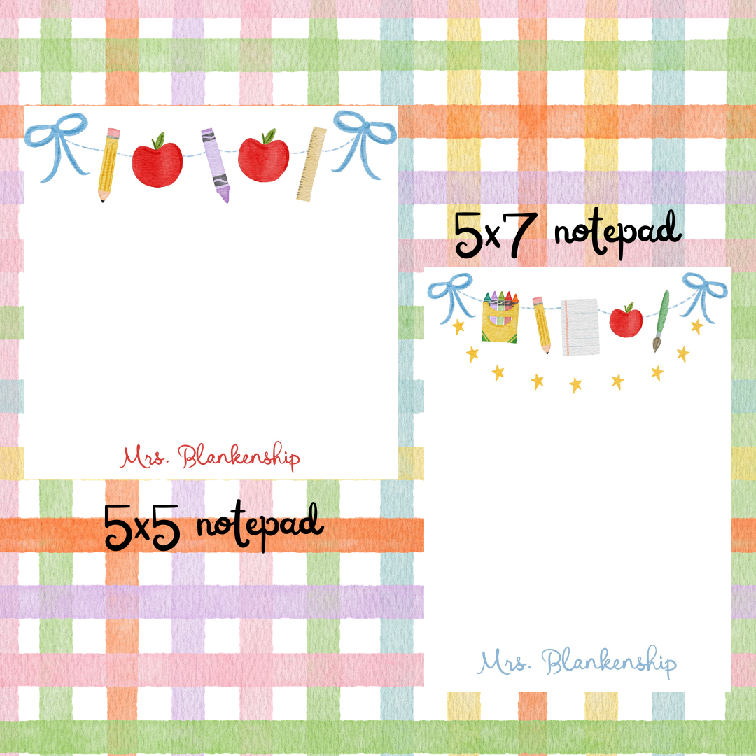BACK TO SCHOOL GARLAND NOTEPAD 5X7