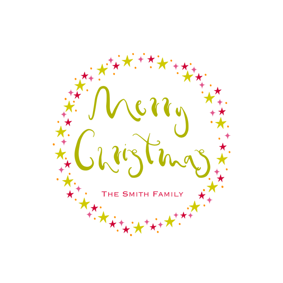 ROUND GREEN FUNKY MERRY CHRISTMAS GIFT TAG