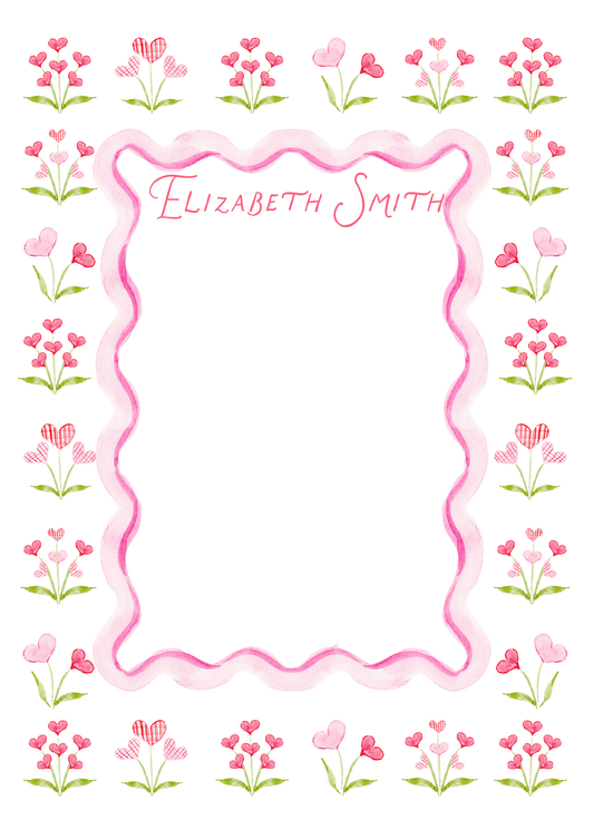heart flowers notepad