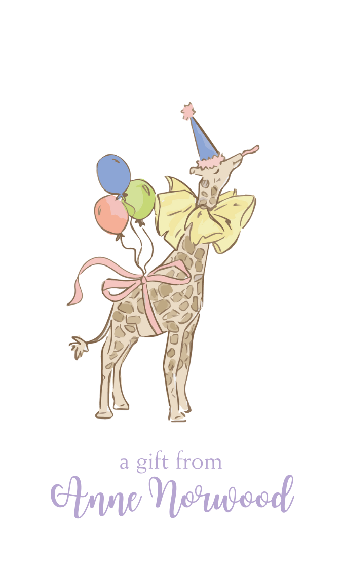 giraffe party gift tag