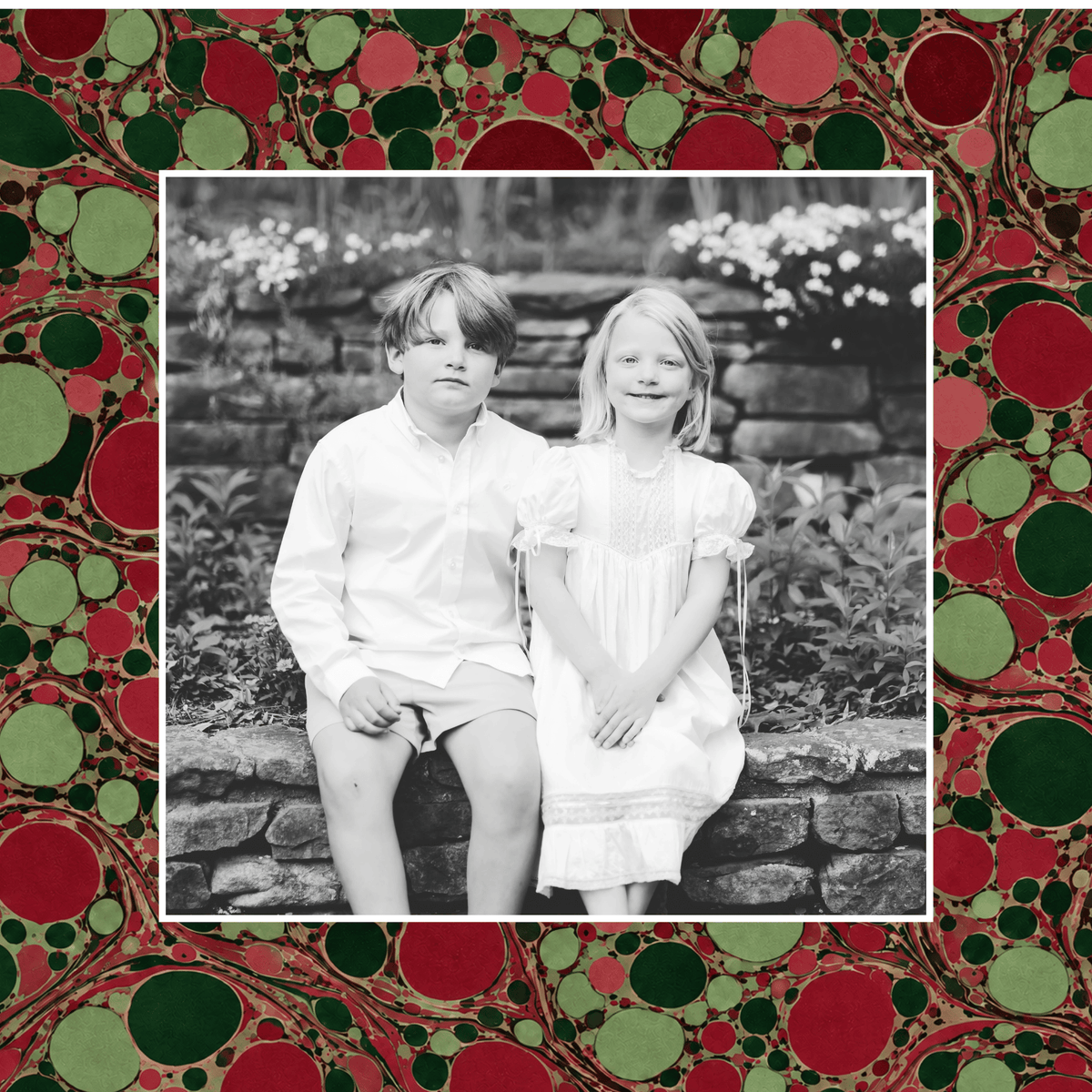 RED/GREEN MARBLE CHRISTMAS CARD