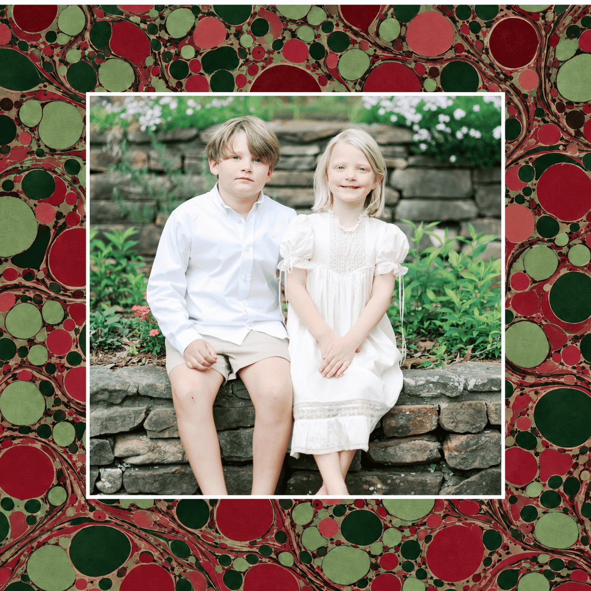 RED/GREEN MARBLE CHRISTMAS CARD