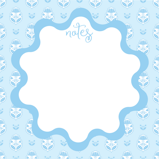 BLUE + WHITE FLORAL NOTEPAD