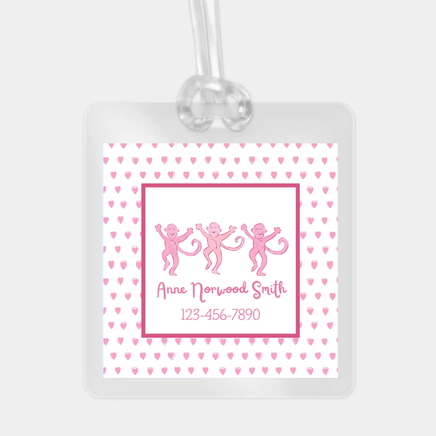 PREPPY MONKEY LAMINATED BAG TAG