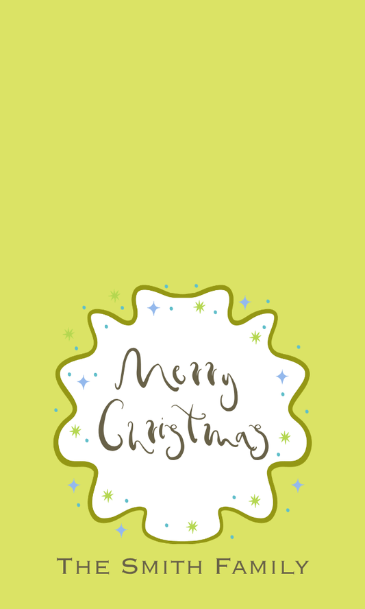 COLORFUL GREEN MERRY CHRISTMAS GIFT TAG