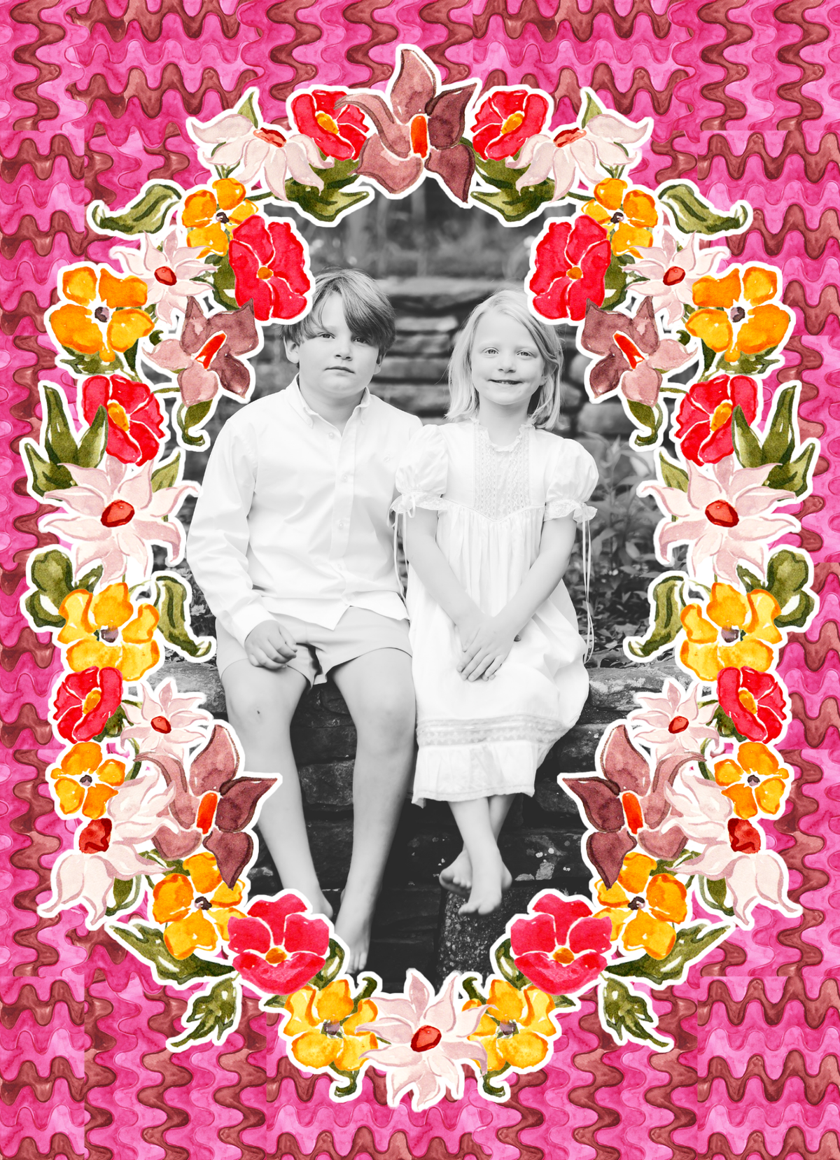 FUNKY FLORAL HOLIDAY CARD