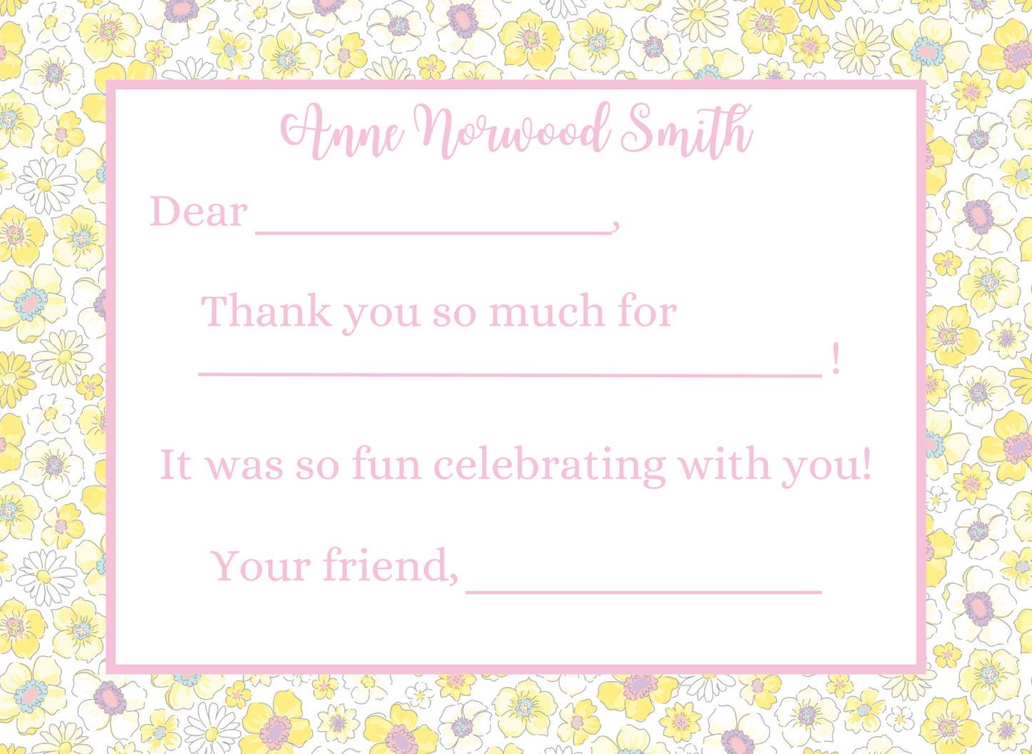 liberty floral party thank you notes