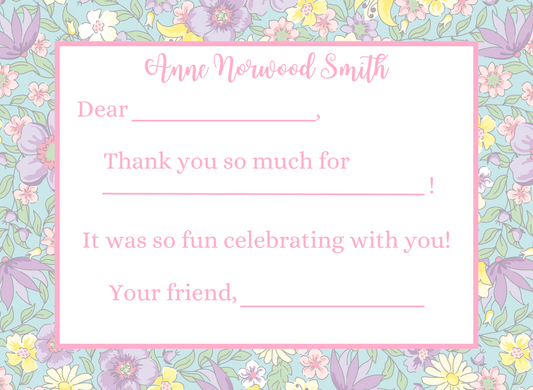 liberty floral party thank you notes