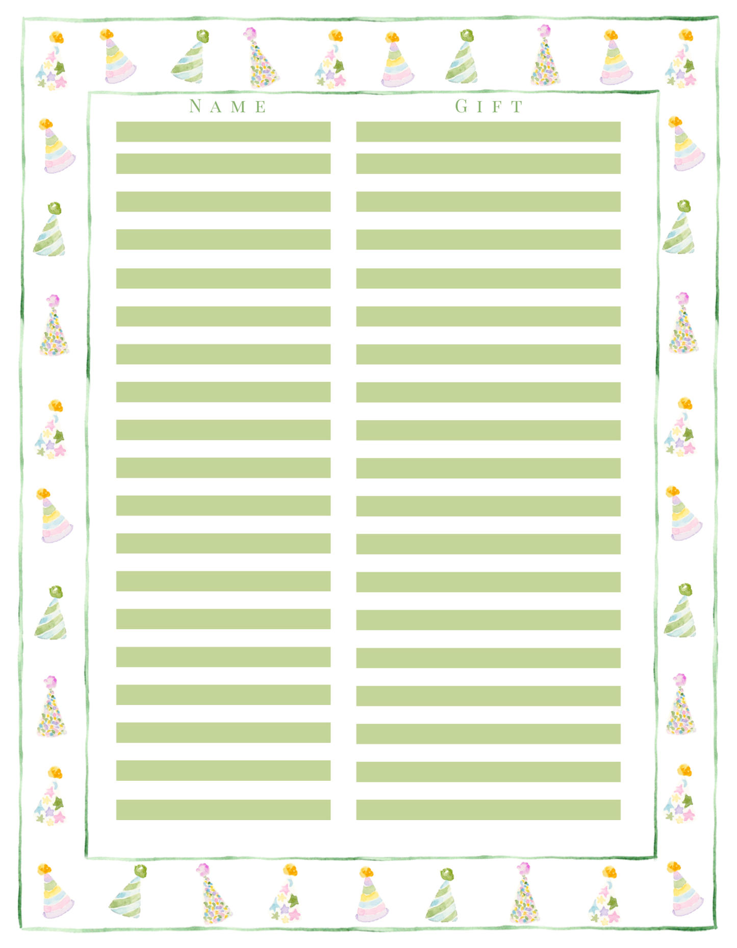 PARTY HATS GIFT LIST TRACKER NOTEPAD