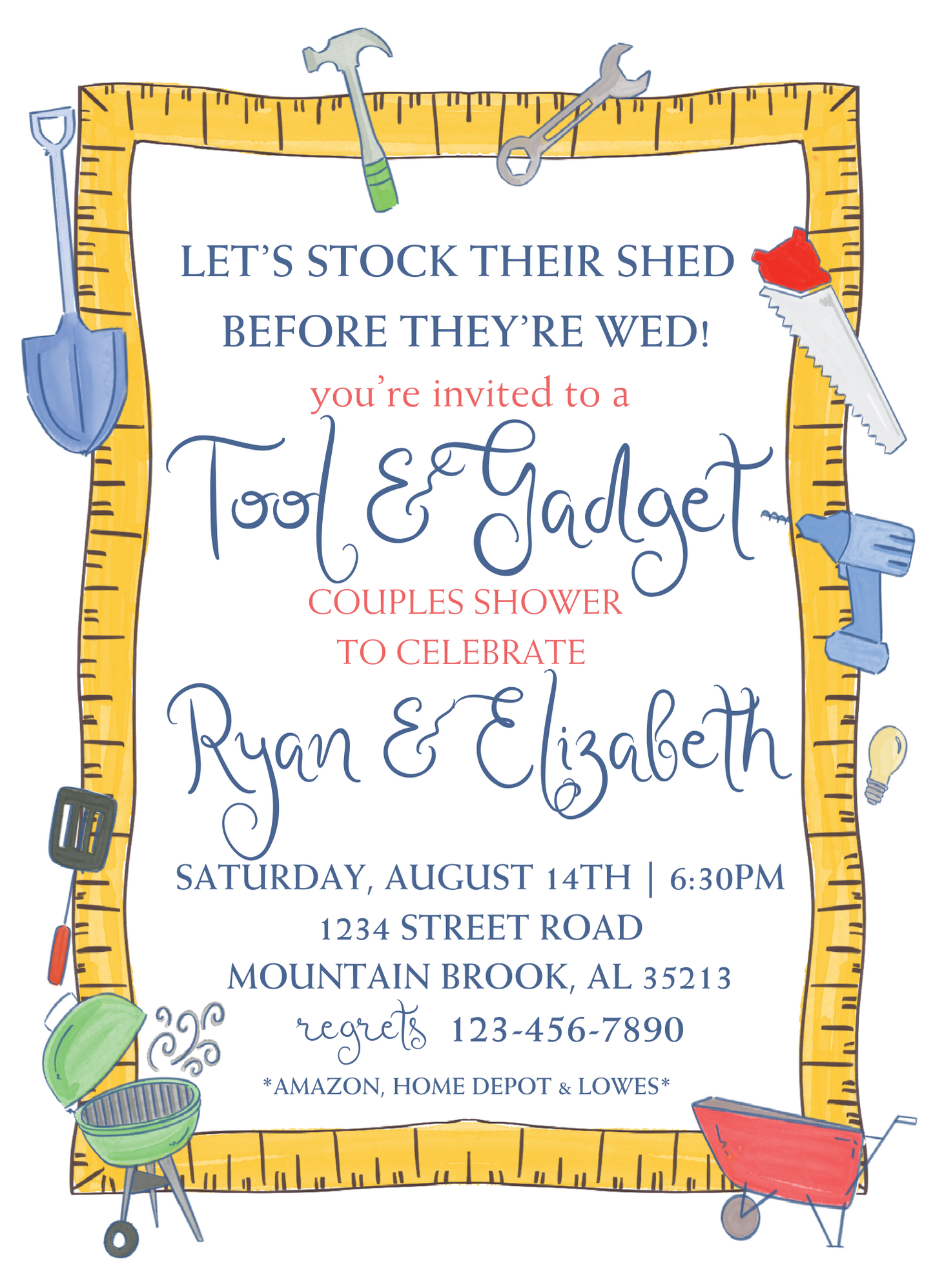 tool & gadget party invitation