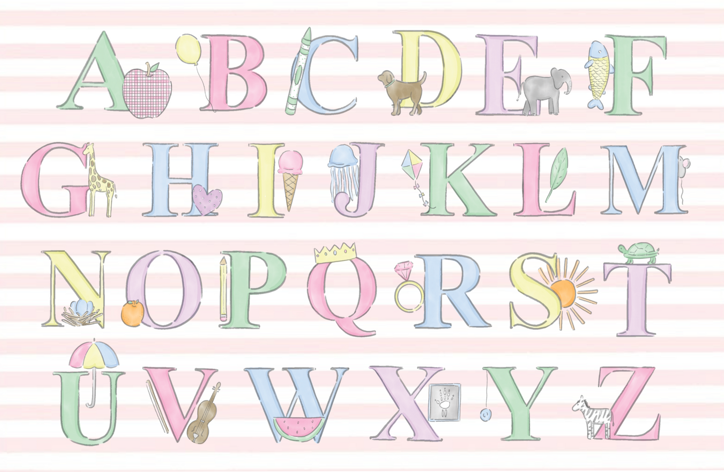 pink alphabet placemat