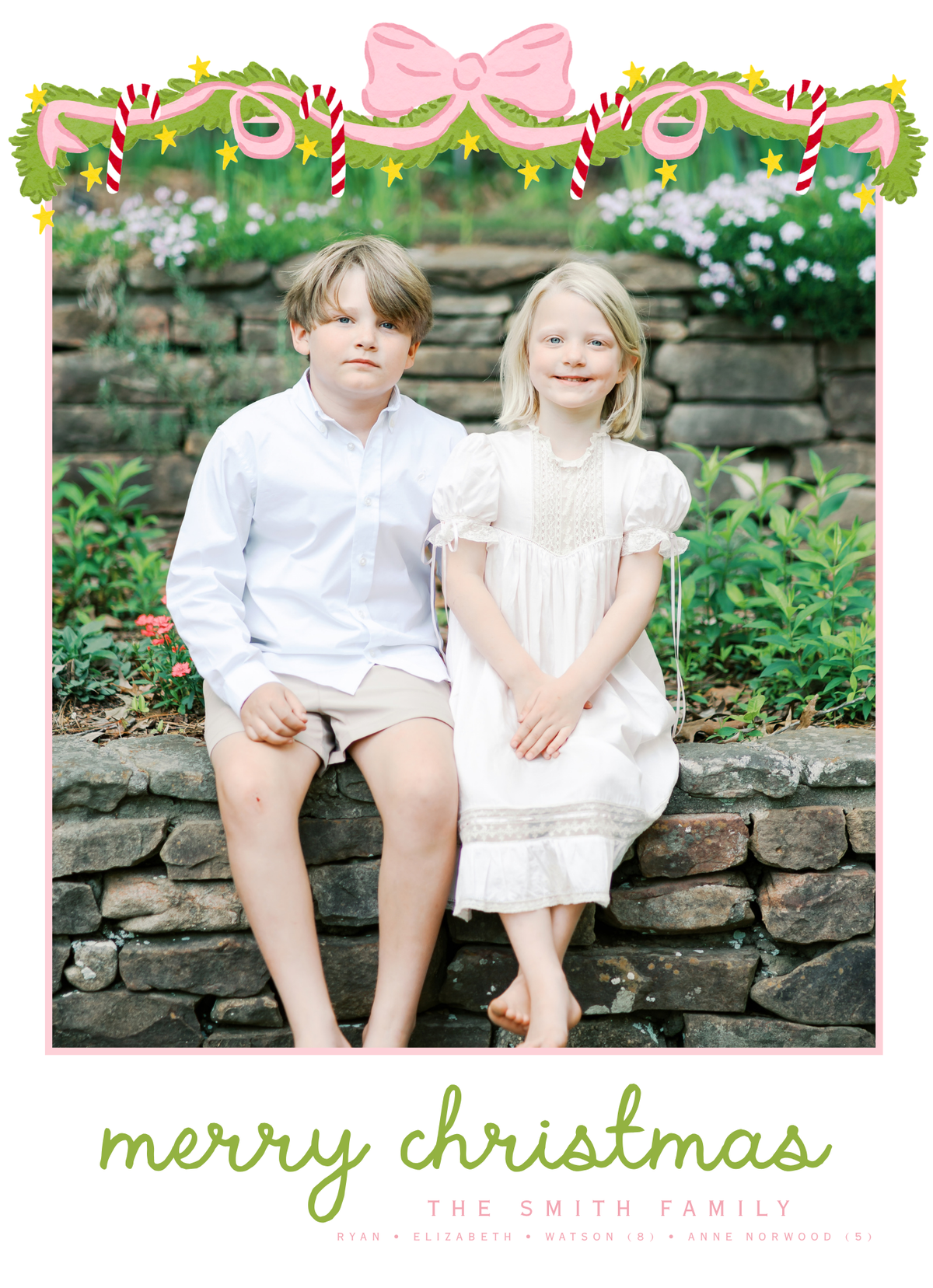 CANDY CANE LANE GARLAND CHRISTMAS CARD