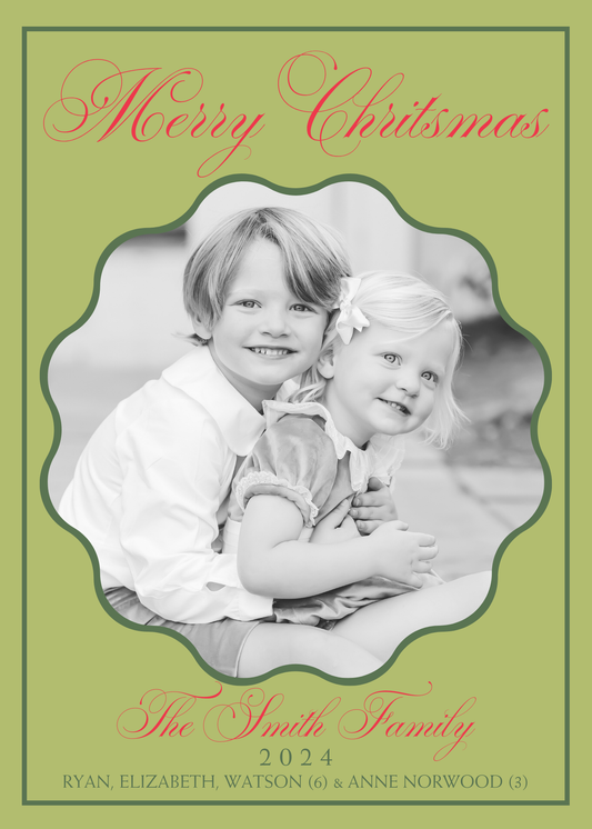 SCALLOPED MERRY CHRISTMAS CARD