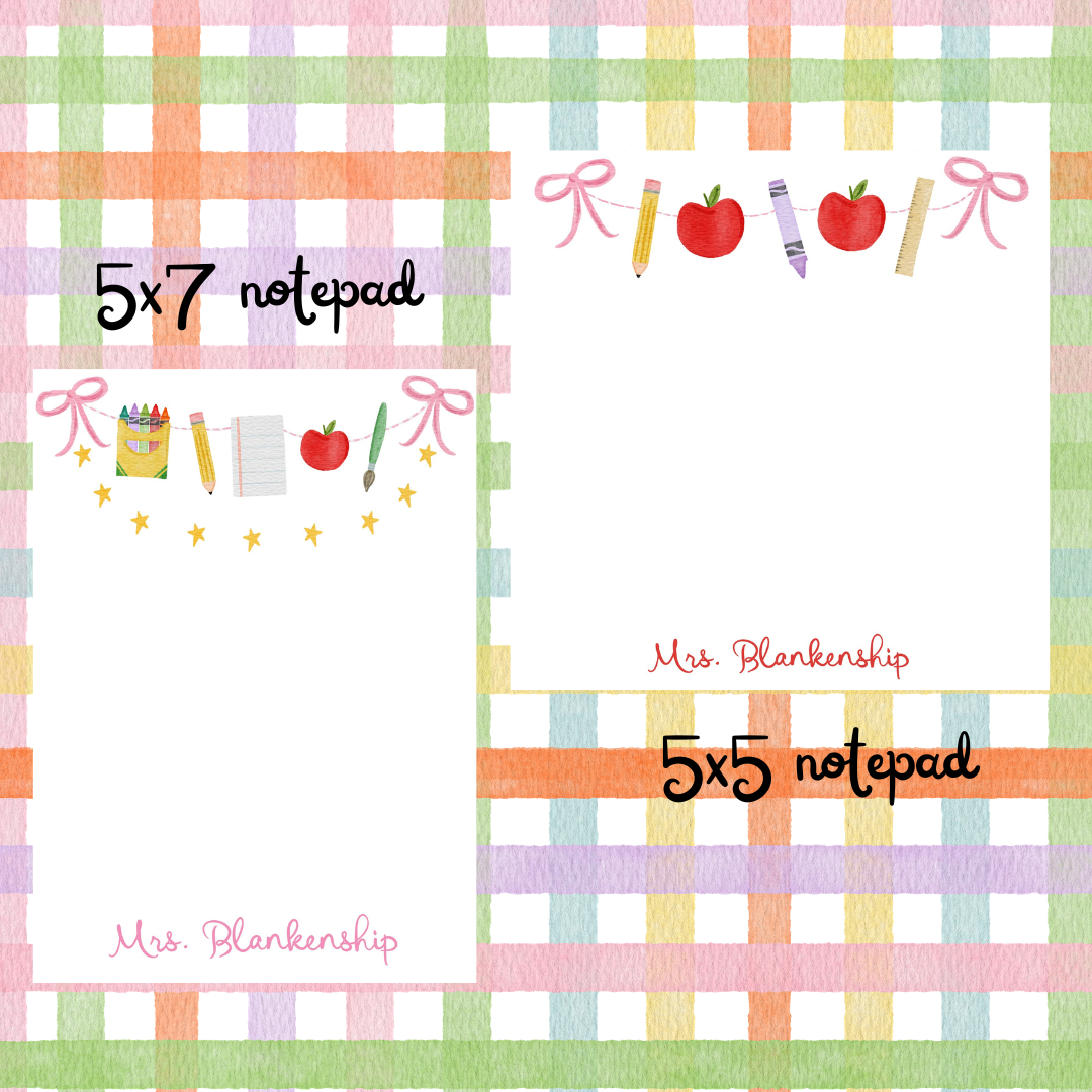 BACK TO SCHOOL GARLAND NOTEPAD 5X7