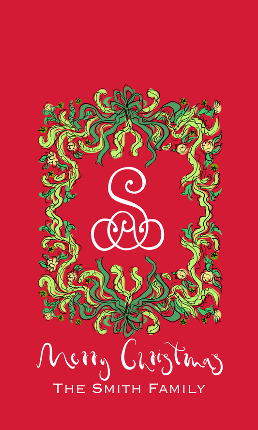RED + GREEN CHRISTMAS CREST GIFT TAG