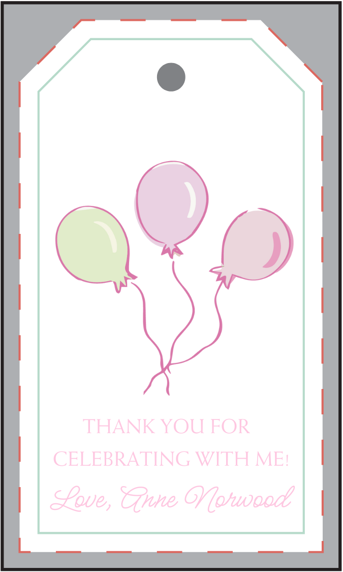 birthday balloons celebrate gift tags