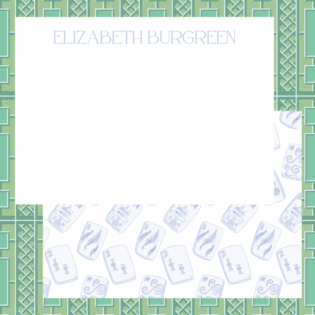 blue and white mahjong stationery