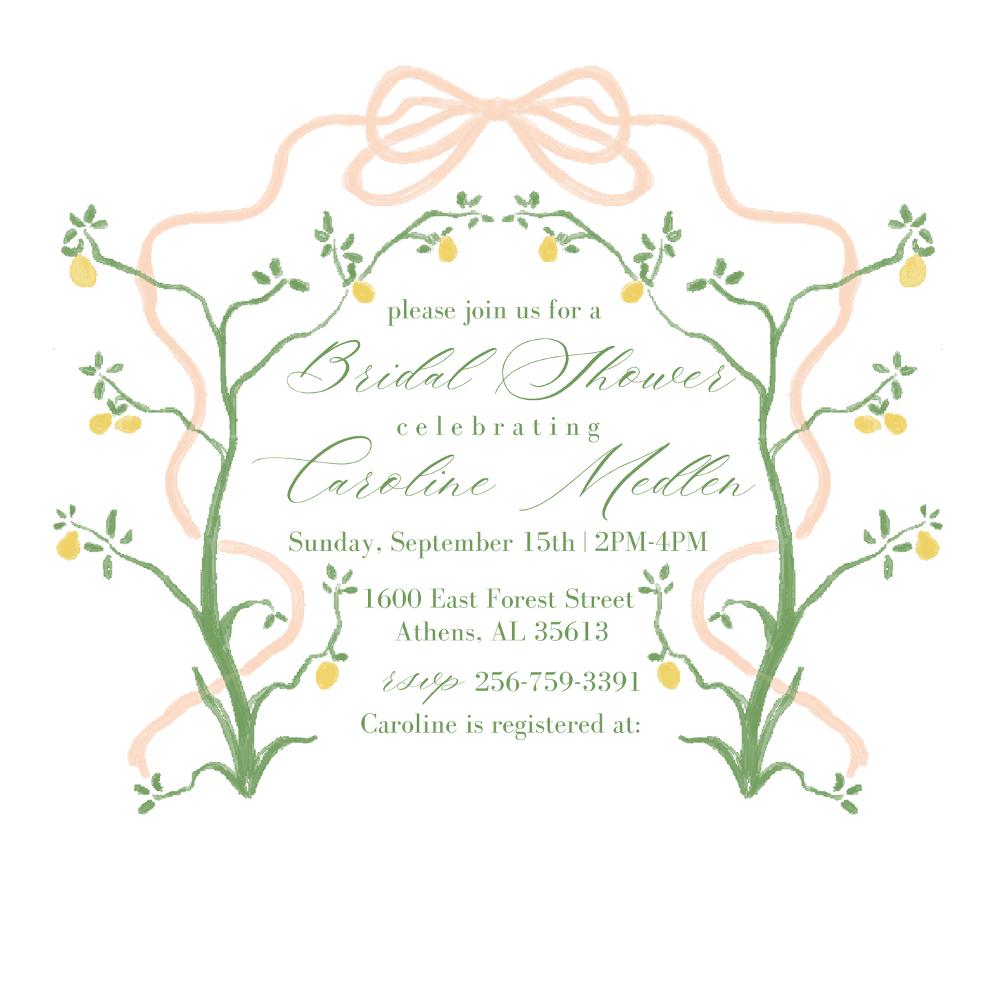 lemon garden shower invitation