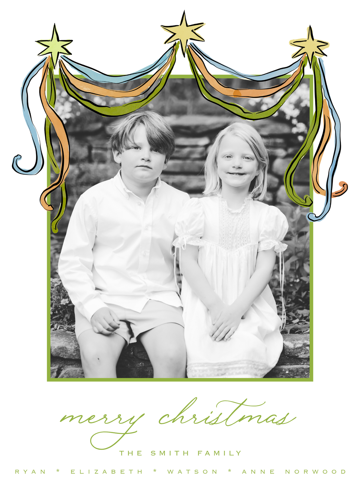 STAR HOLIDAY GARLAND CHRISTMAS CARD