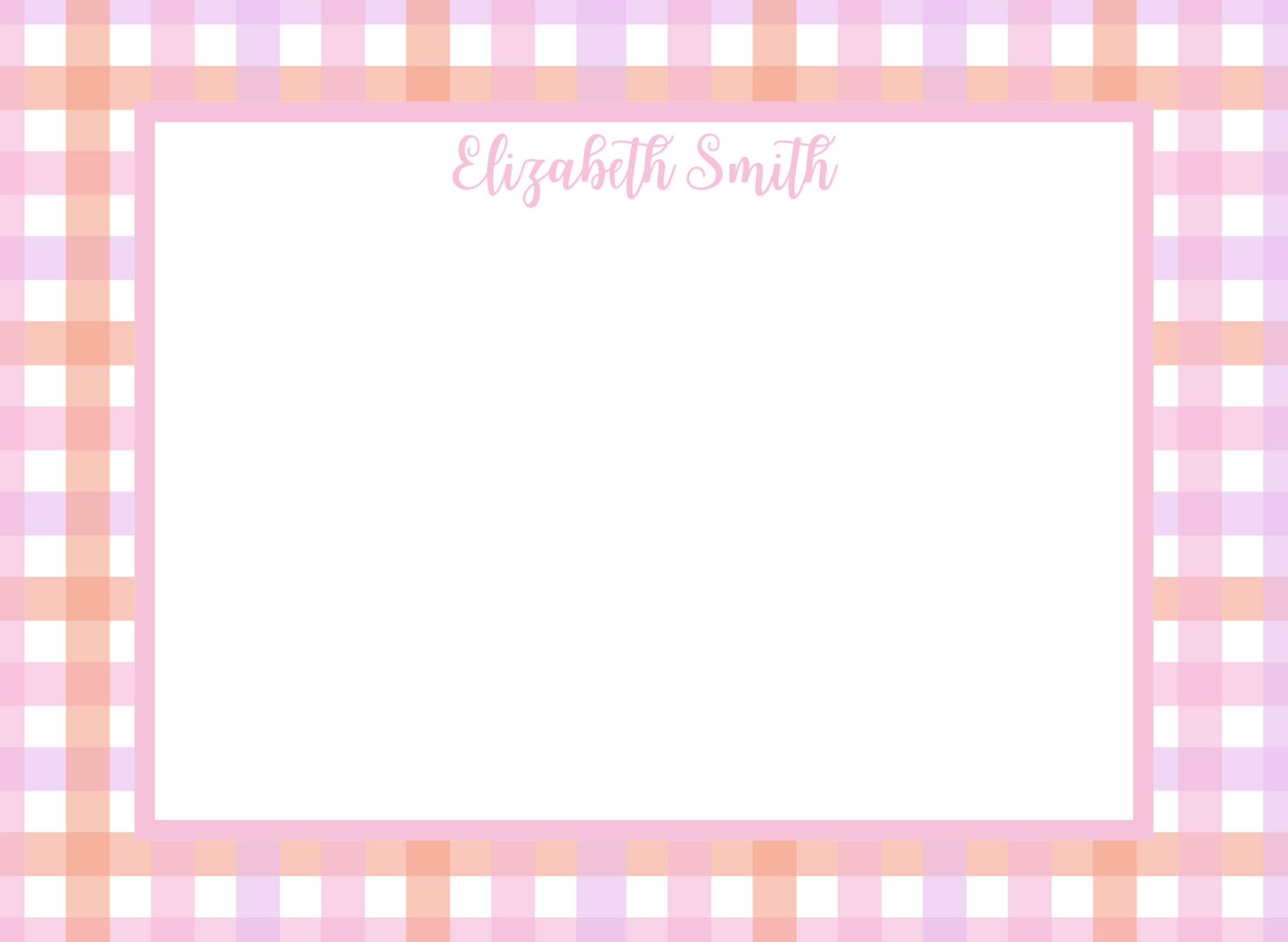 pink plaid party thank you notes