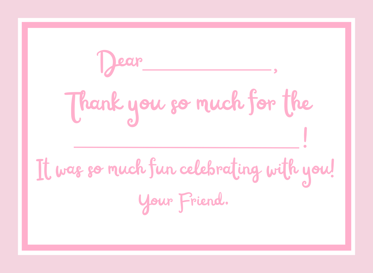 PARTY THANK YOU CARDS