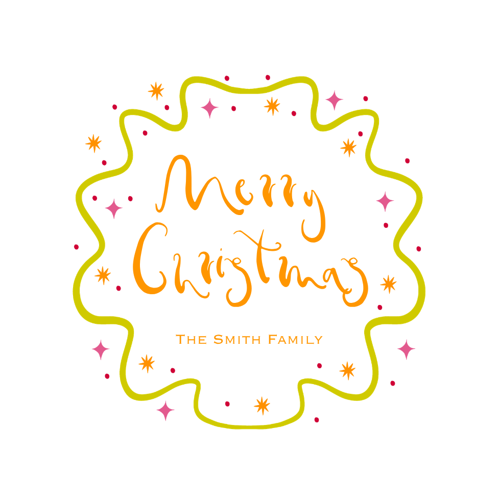 ROUND ORANGE FUNKY MERRY CHIRSTMAS GIFT TAG