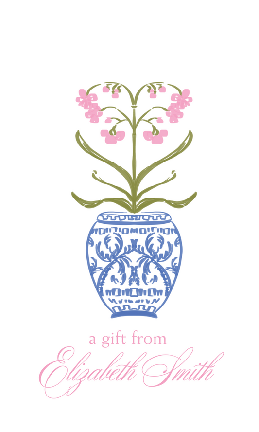 ginger jar floral gift tag