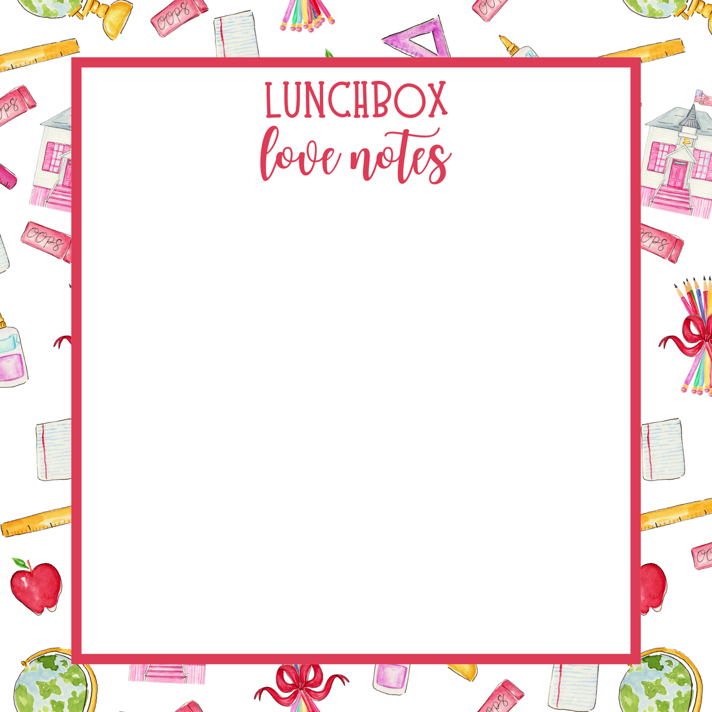 school lunch box love notes notepad