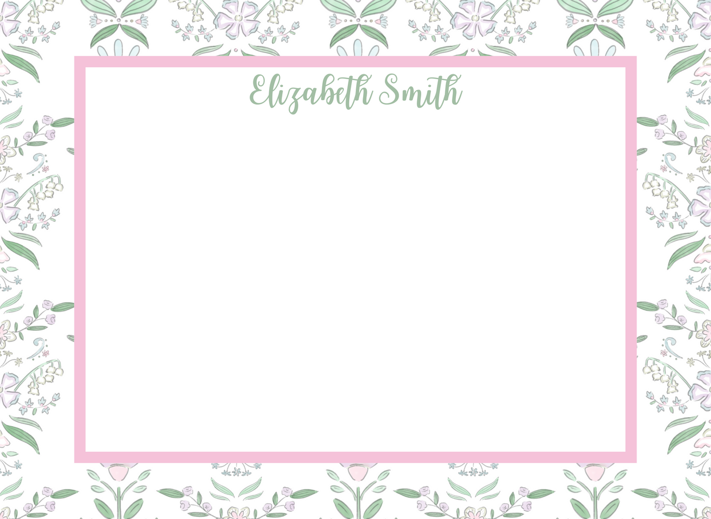 green floral stationery