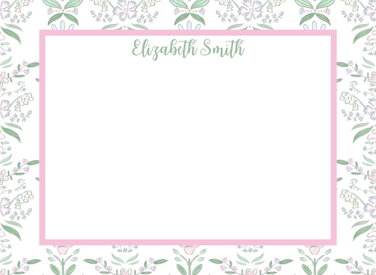 green floral stationery