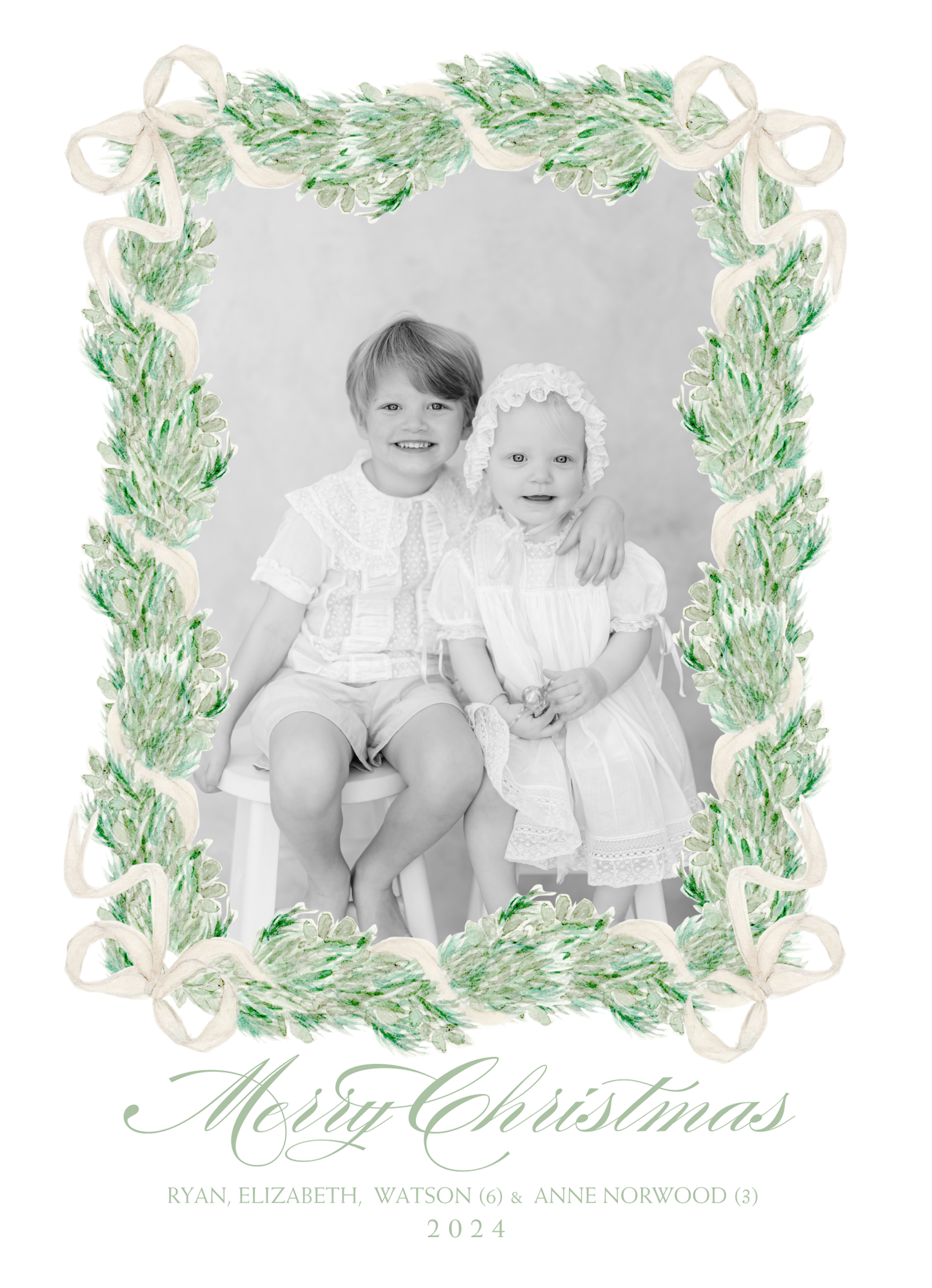 WHITE GARLAND CHRISTMAS CARD