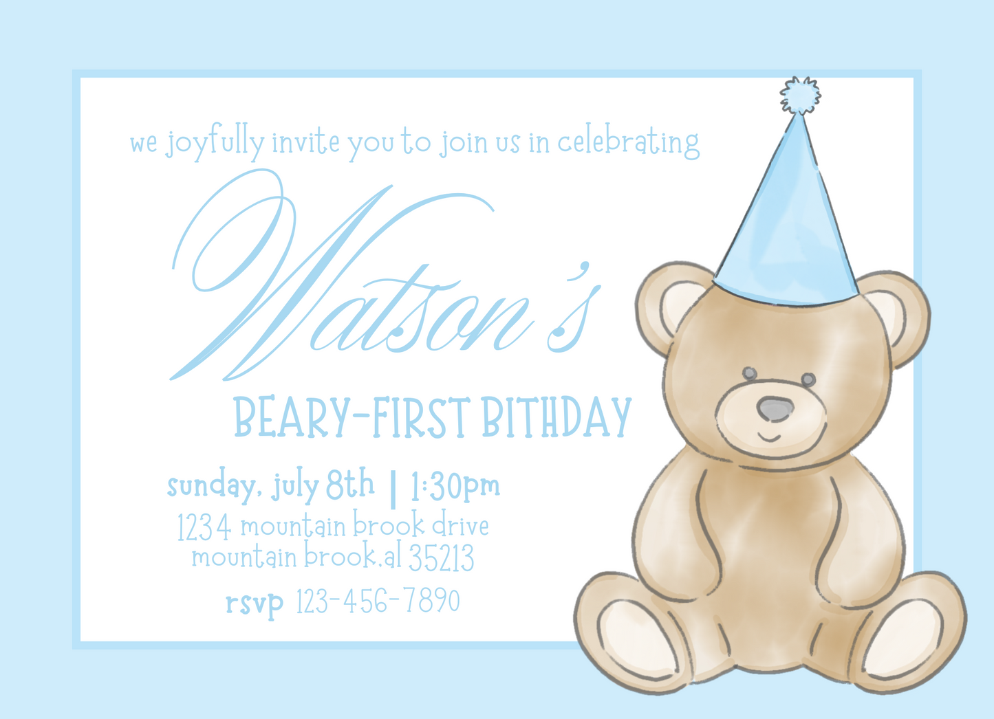 sweet bear birthday party invitation