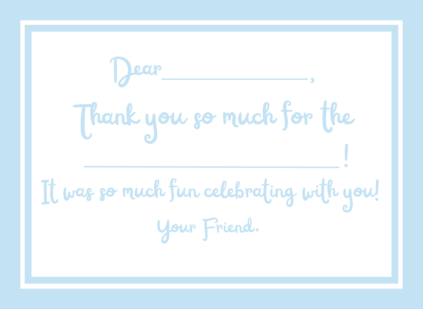 PARTY THANK YOU CARDS